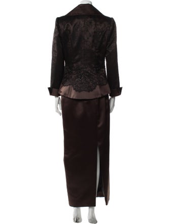San Carlin Lace Trim Embellishment Skirt Suit