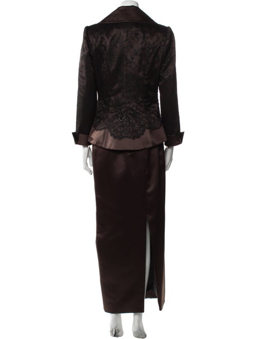 San Carlin Lace Trim Embellishment Skirt Suit