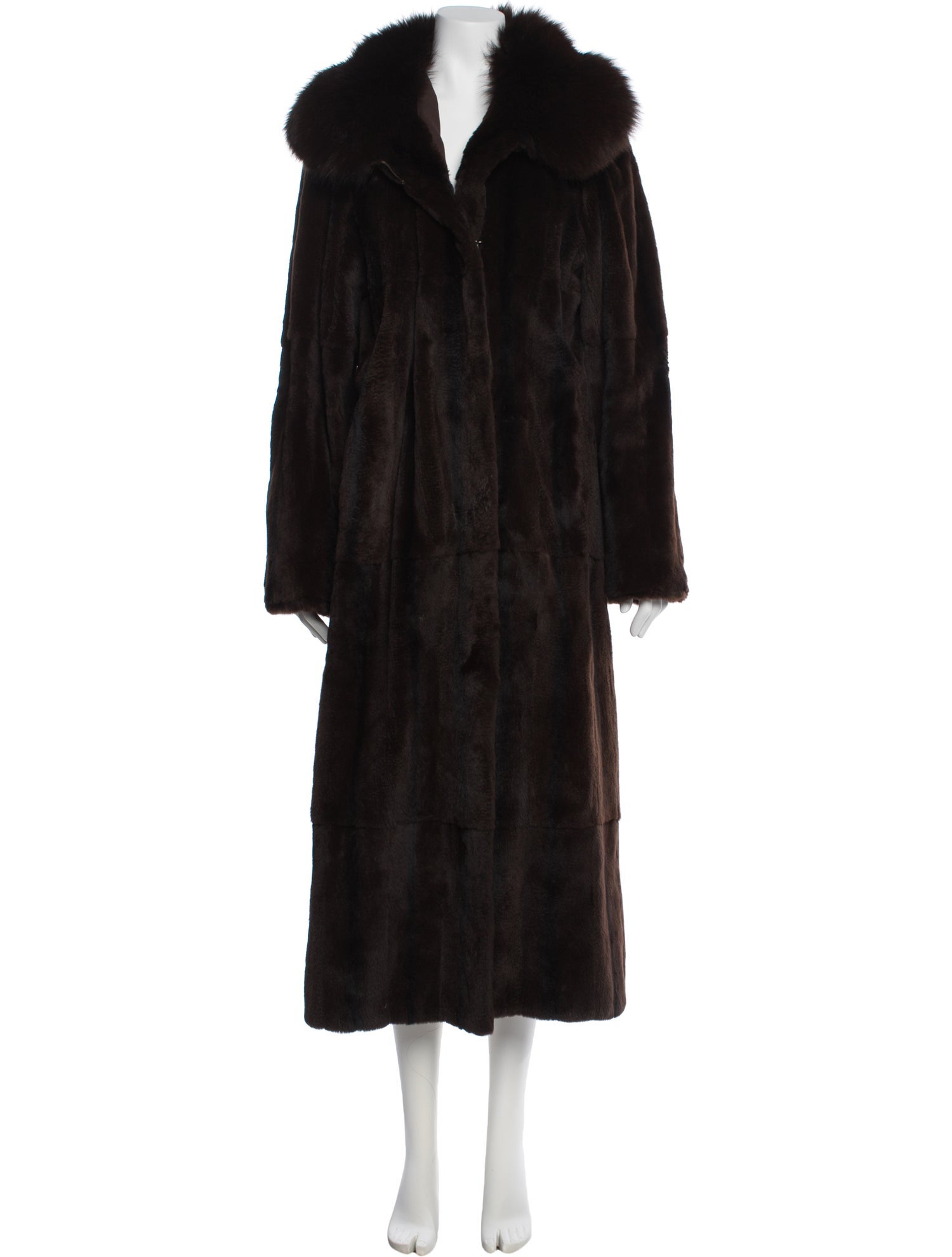 Steven Corn Furs Rabbit Fox Trimmed Faux Fur Coat
