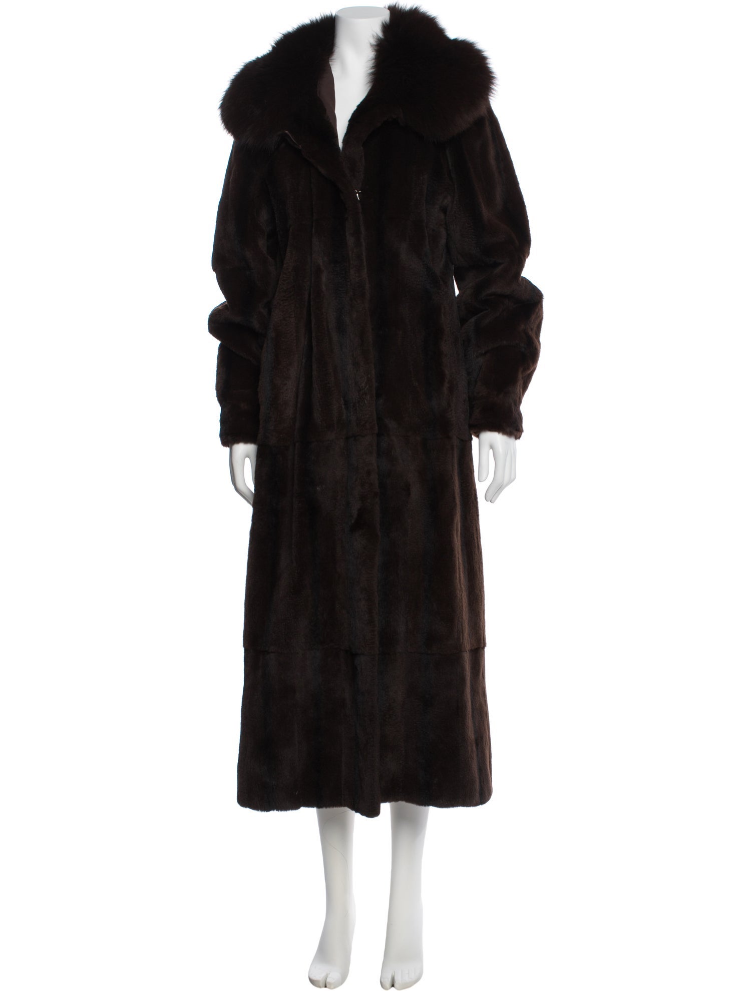 Steven Corn Furs Rabbit Fox Trimmed Faux Fur Coat