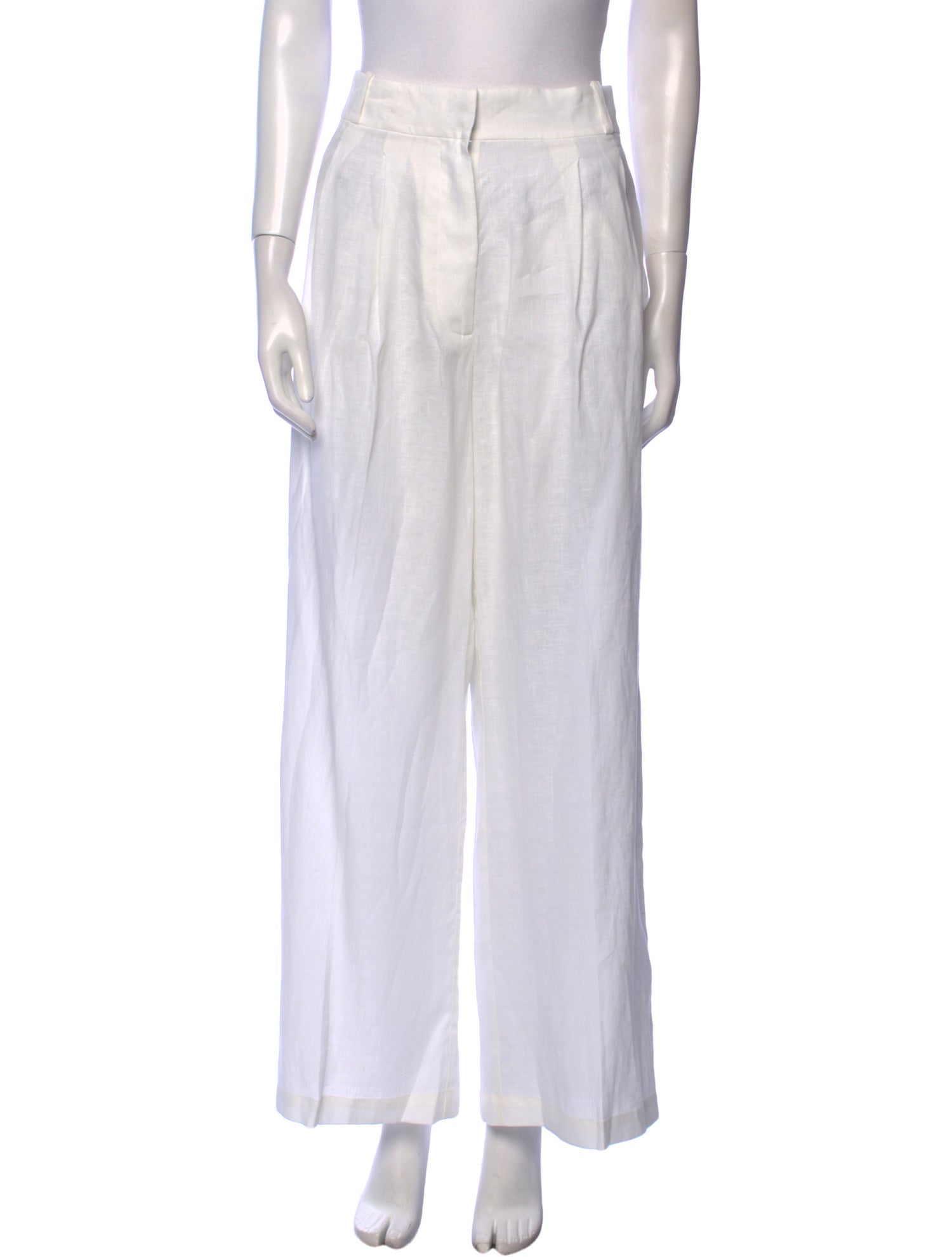 Asceno Linen Wide Leg Pants White, 12" Rise Pants, Clothing