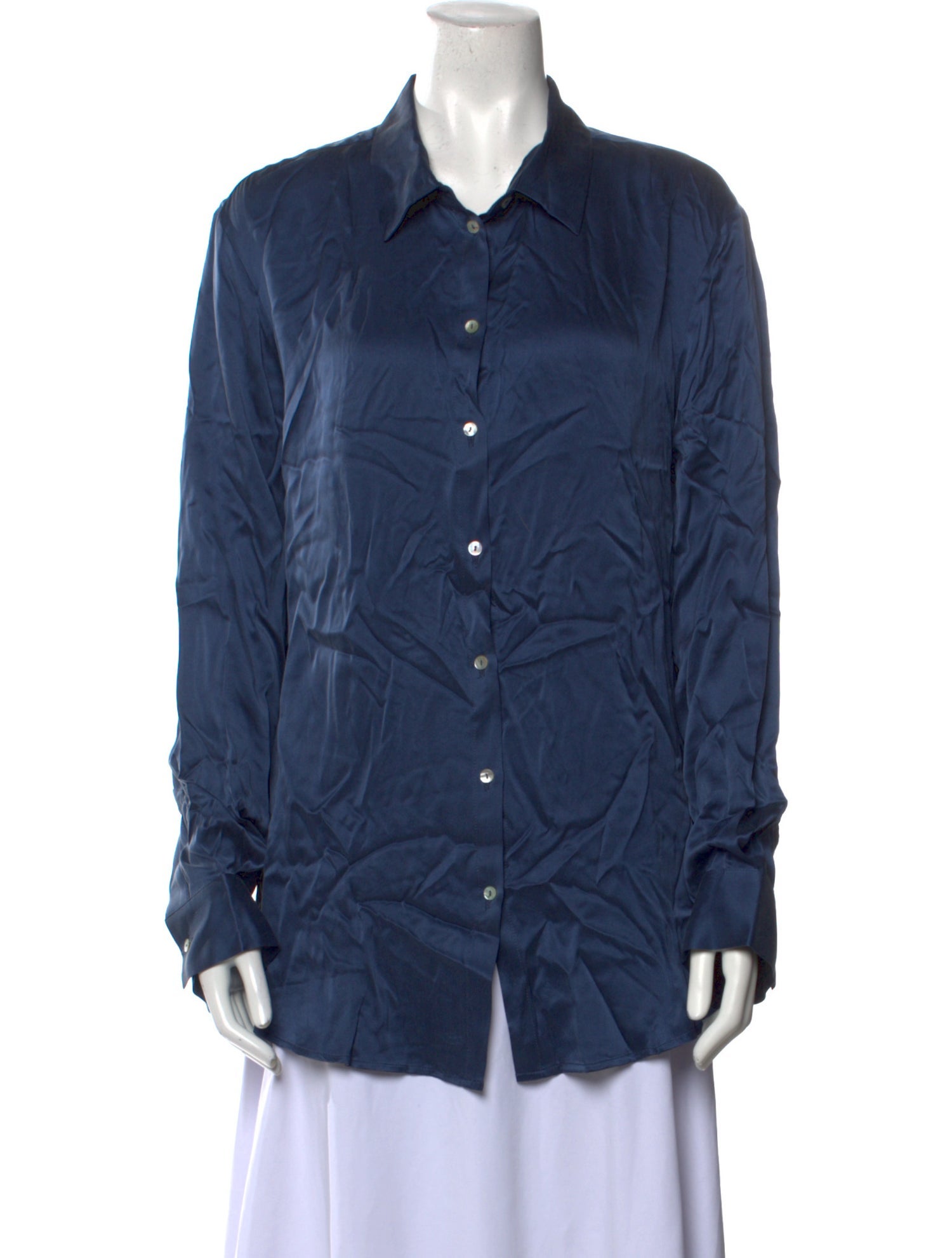 Asceno Silk Long Sleeve Button-Up Top