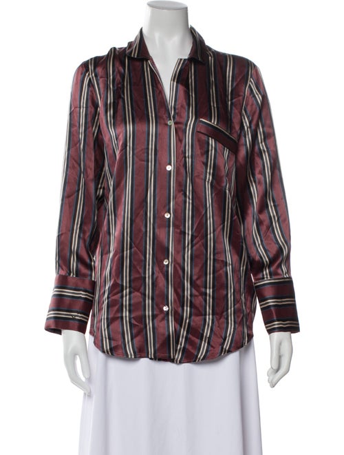 Asceno Silk Striped Button-Up Top