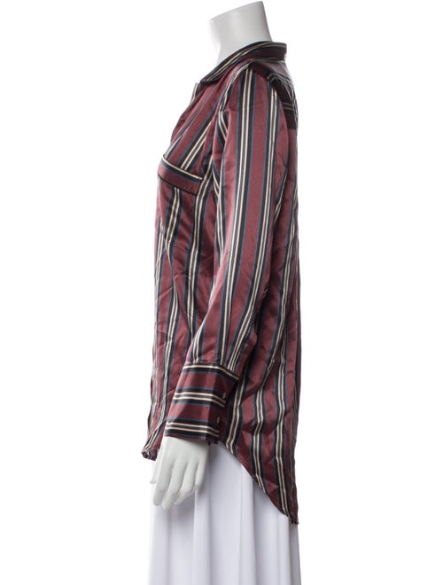Asceno Silk Striped Button-Up Top
