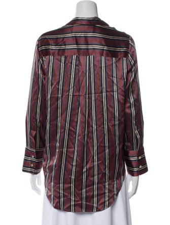Asceno Silk Striped Button-Up Top