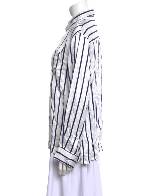 Asceno Silk Striped Button-Up Top