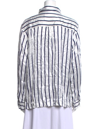 Asceno Silk Striped Button-Up Top