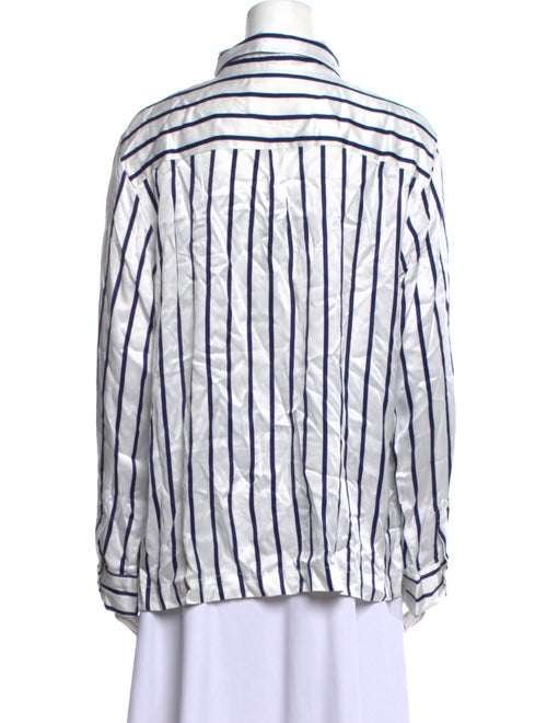 Asceno Silk Striped Button-Up Top