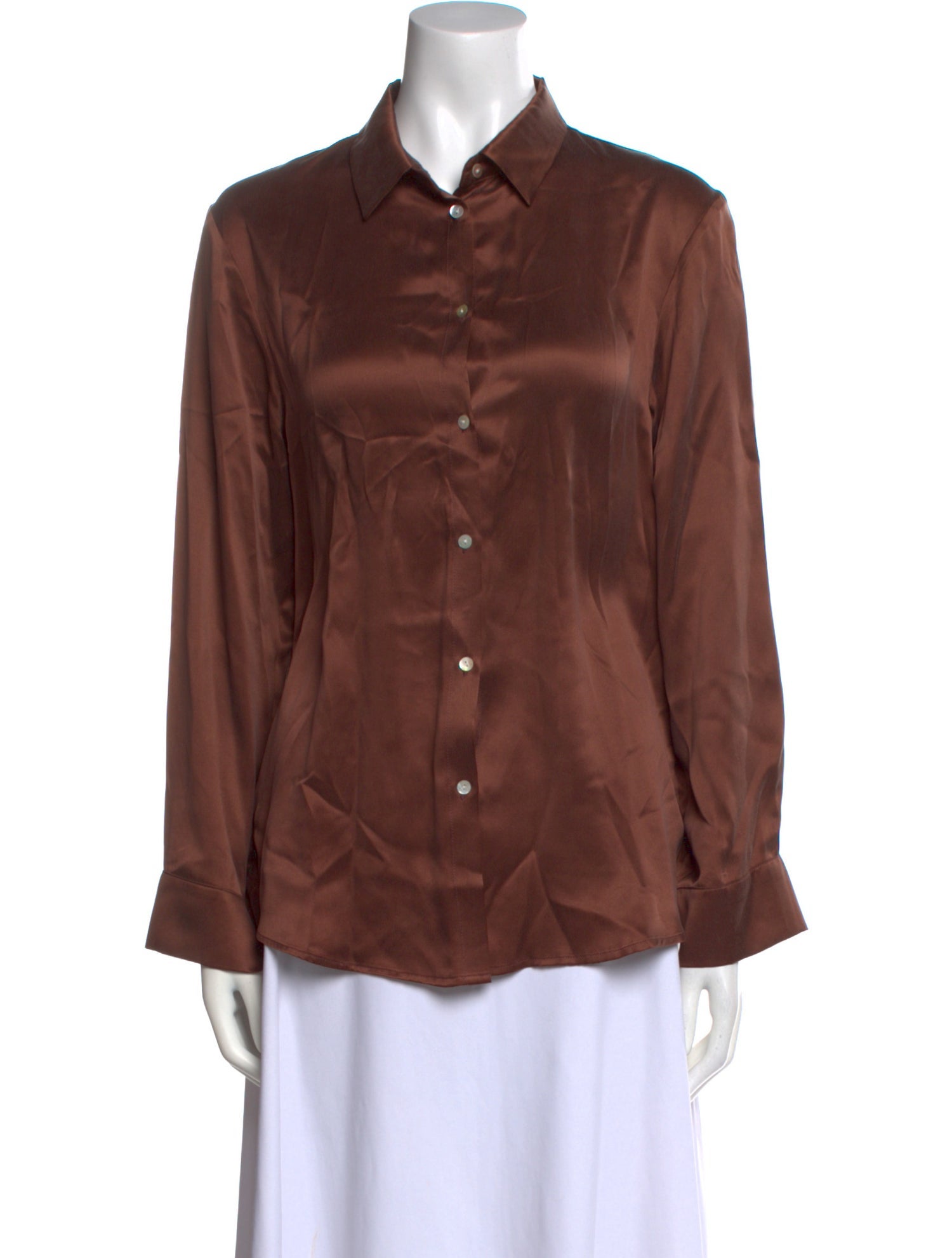 Asceno Silk Long Sleeve Button-Up Top