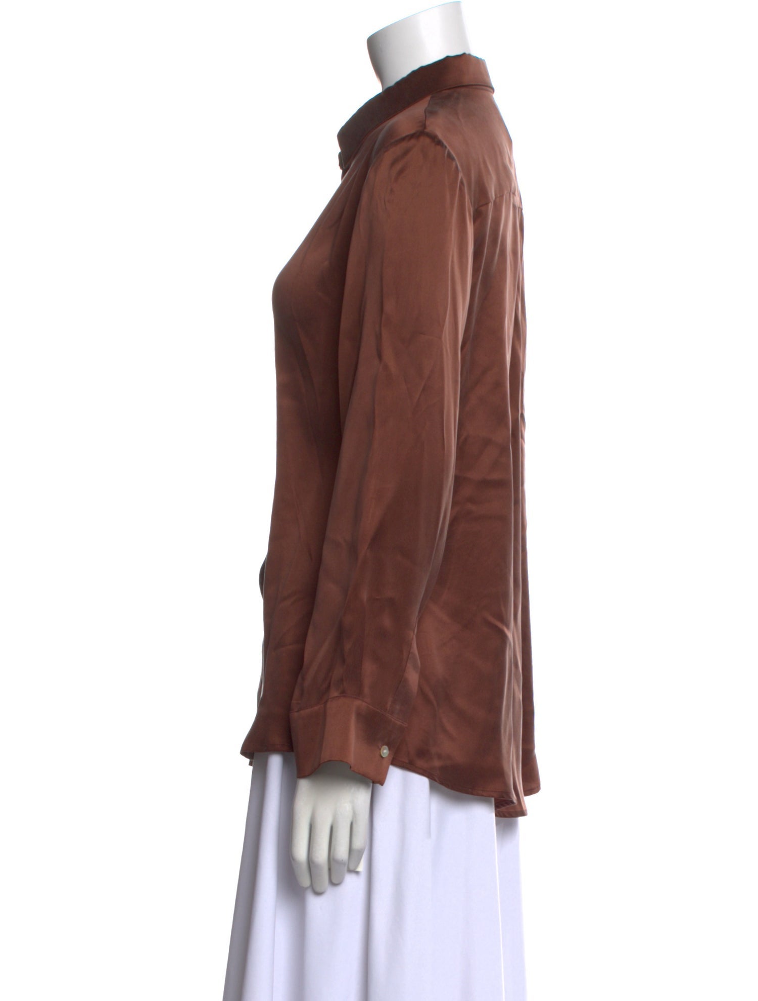 Asceno Silk Long Sleeve Button-Up Top