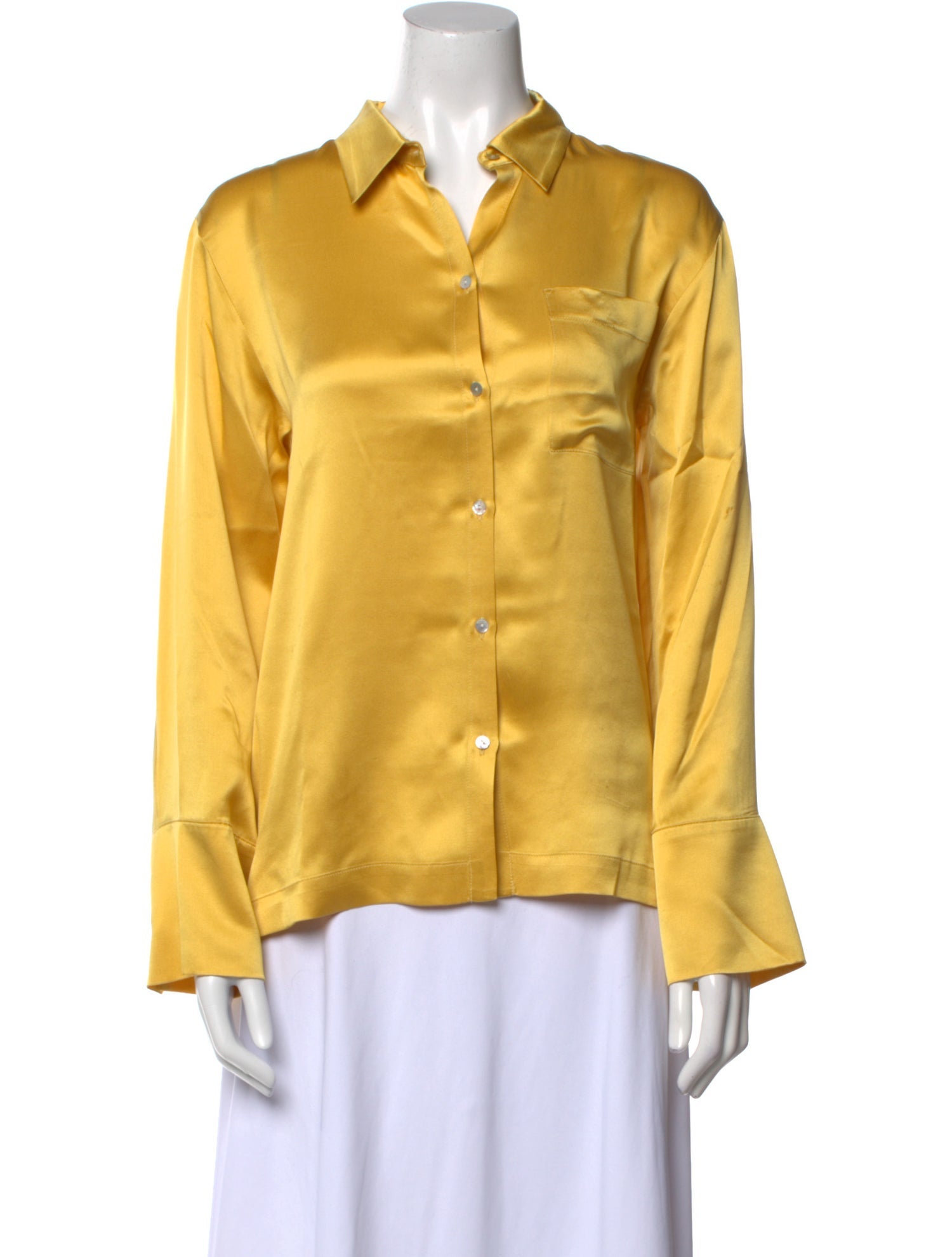 Asceno Silk Long Sleeve Button-Up Top
