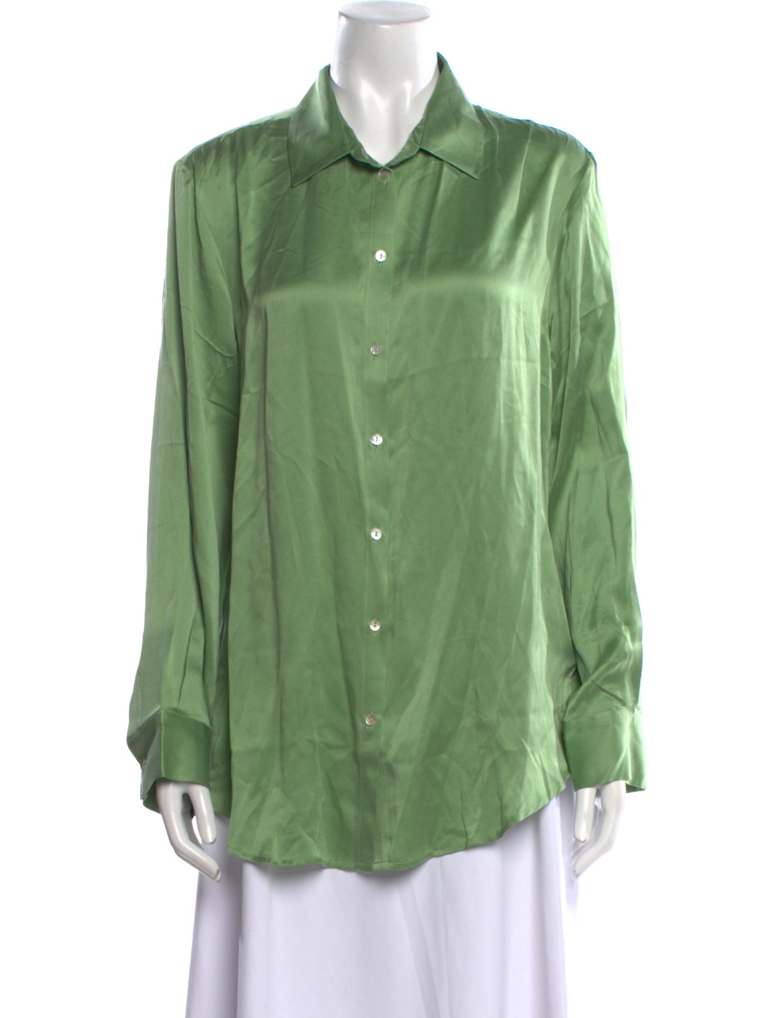 Asceno Silk Long Sleeve Button-Up Top