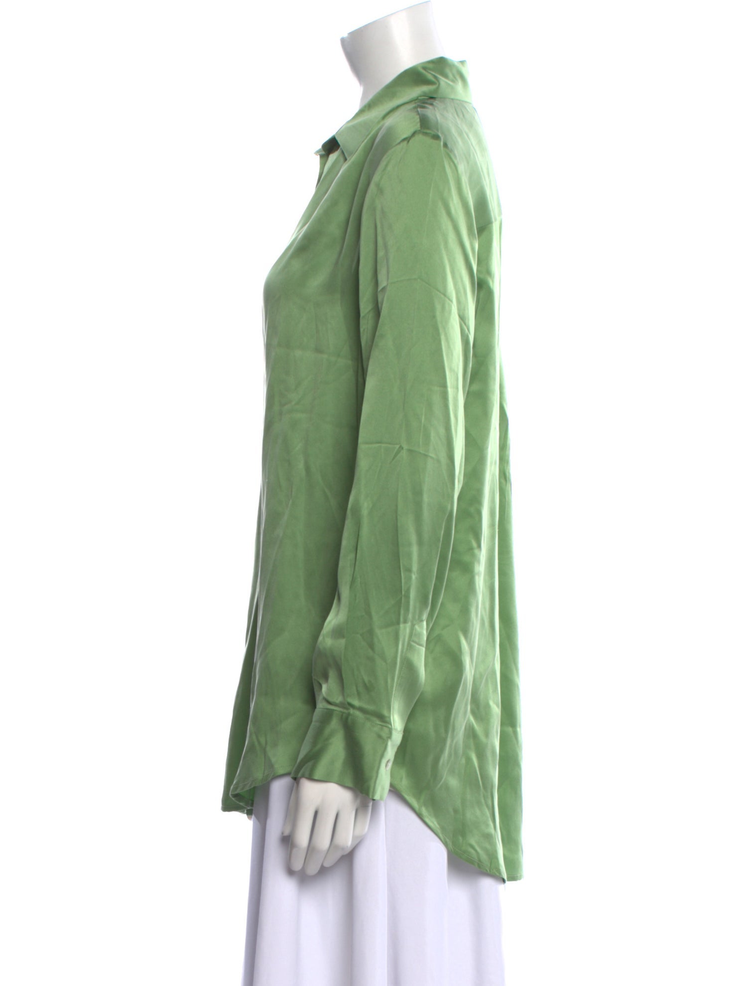 Asceno Silk Long Sleeve Button-Up Top