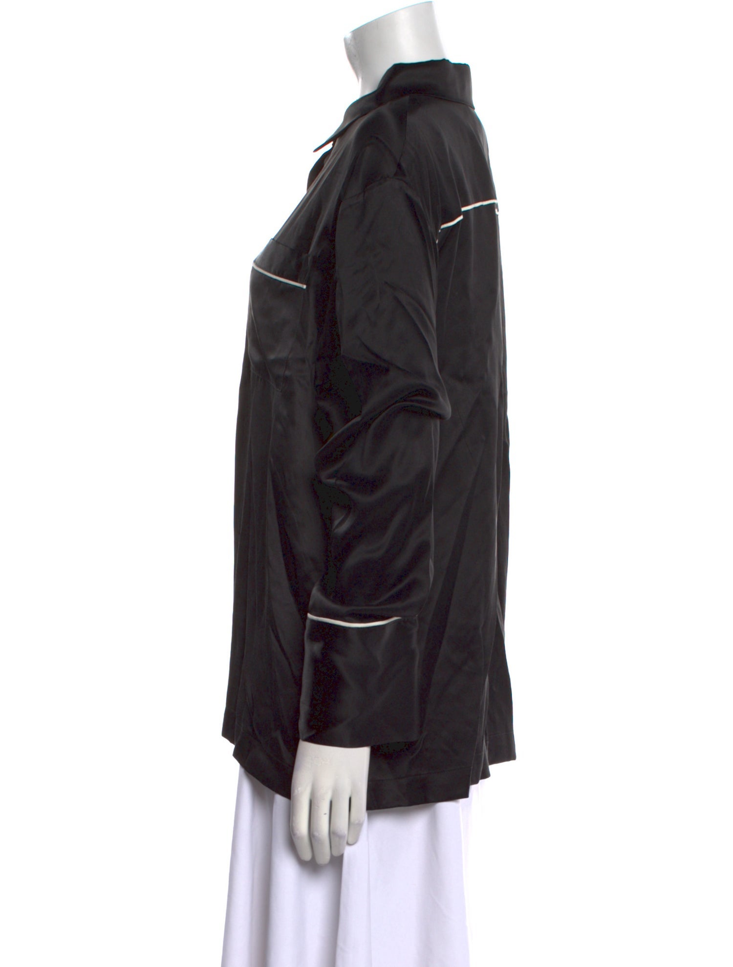 Asceno Silk Long Sleeve Button-Up Top