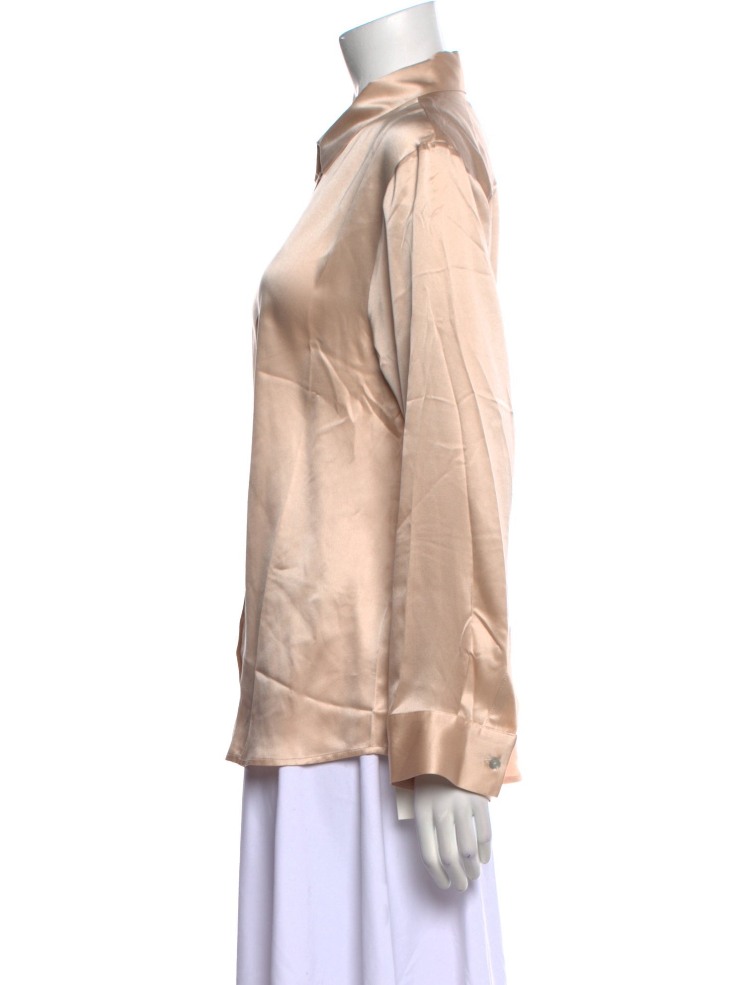 Asceno Silk Long Sleeve Button-Up Top