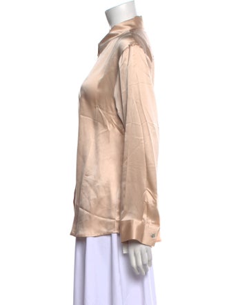 Asceno Silk Long Sleeve Button-Up Top