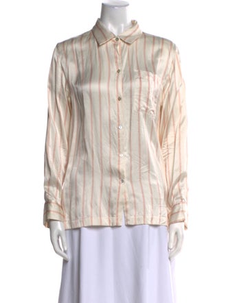 Asceno Silk Printed Button-Up Top