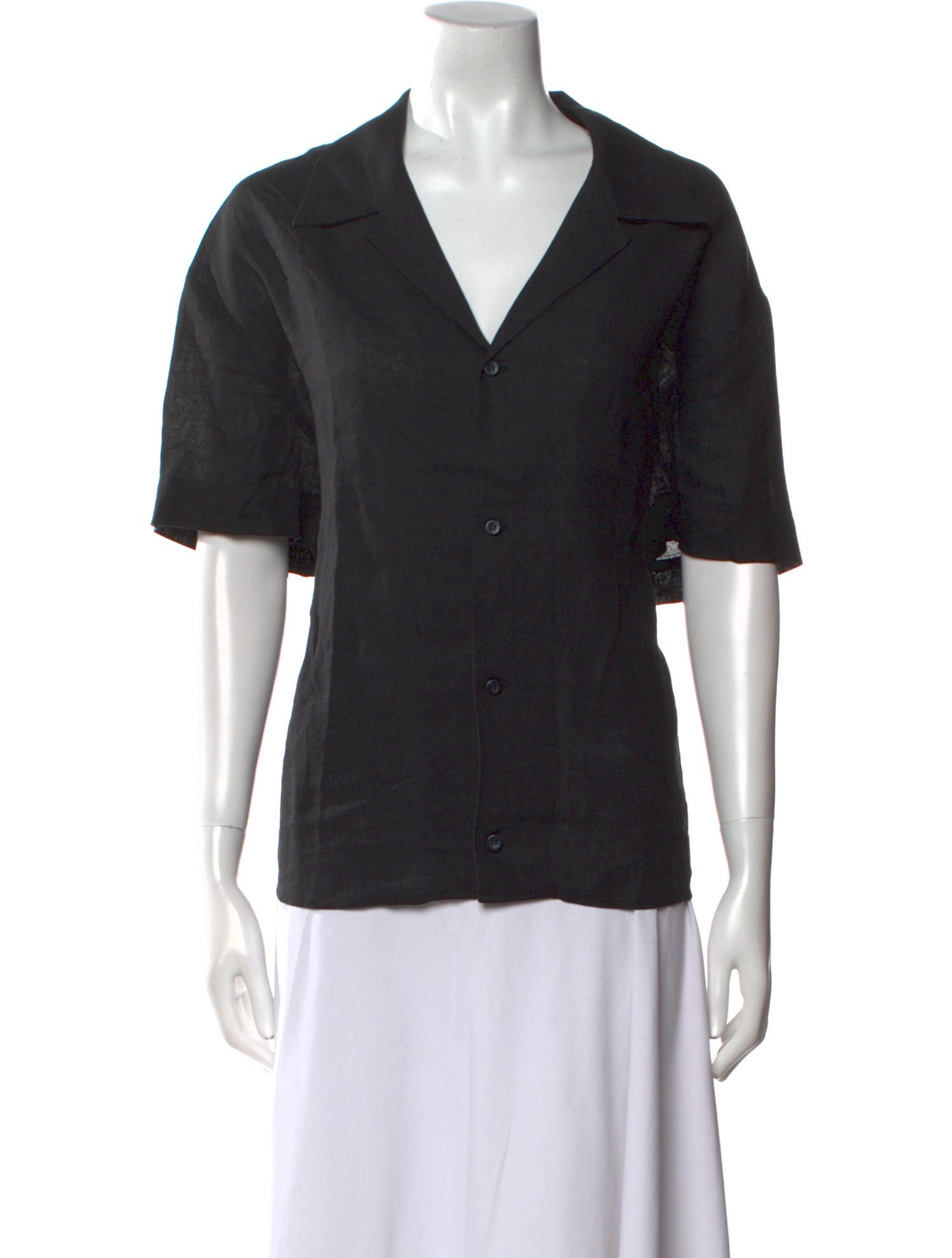 Asceno Linen Short Sleeve Button-Up Top