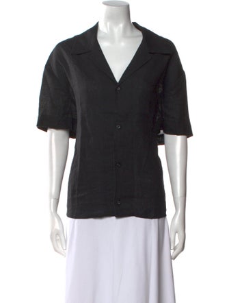 Asceno Linen Short Sleeve Button-Up Top