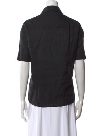 Asceno Linen Short Sleeve Button-Up Top