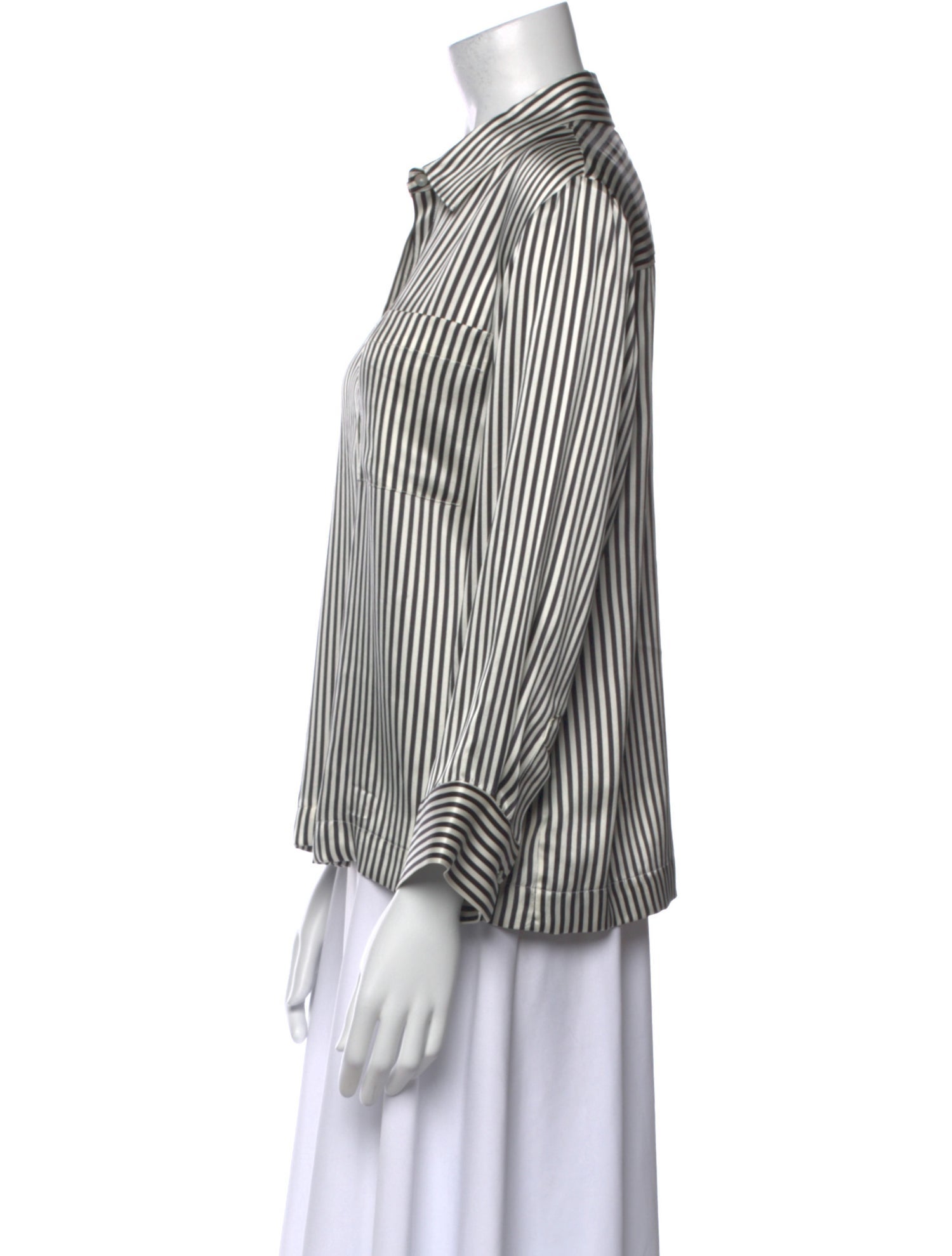 Asceno Silk Striped Button-Up Top