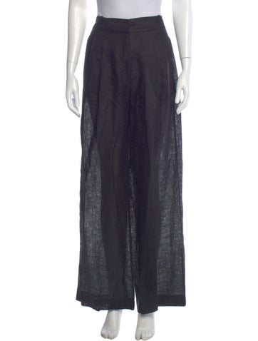 Pre-owned Asceno Linen Wide Leg Pants In Blue