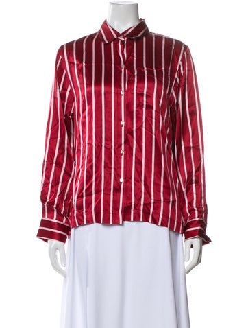 Pre-owned Asceno Silk Striped Blouse In Red