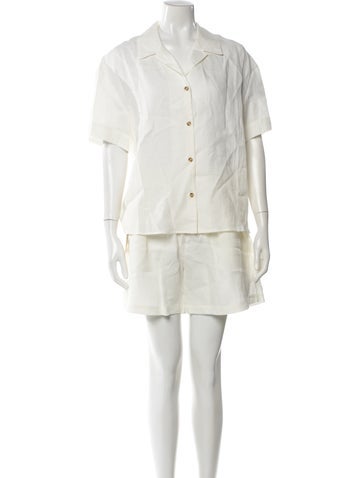 Pre-owned Asceno Linen Short Set W/ Tags In Neutral