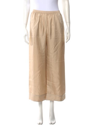 Pre-owned Asceno Silk Wide Leg Pants In Neutral