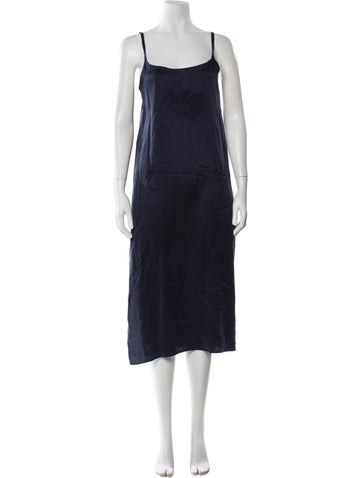 Pre-owned Asceno Silk Midi Length Dress In Blue