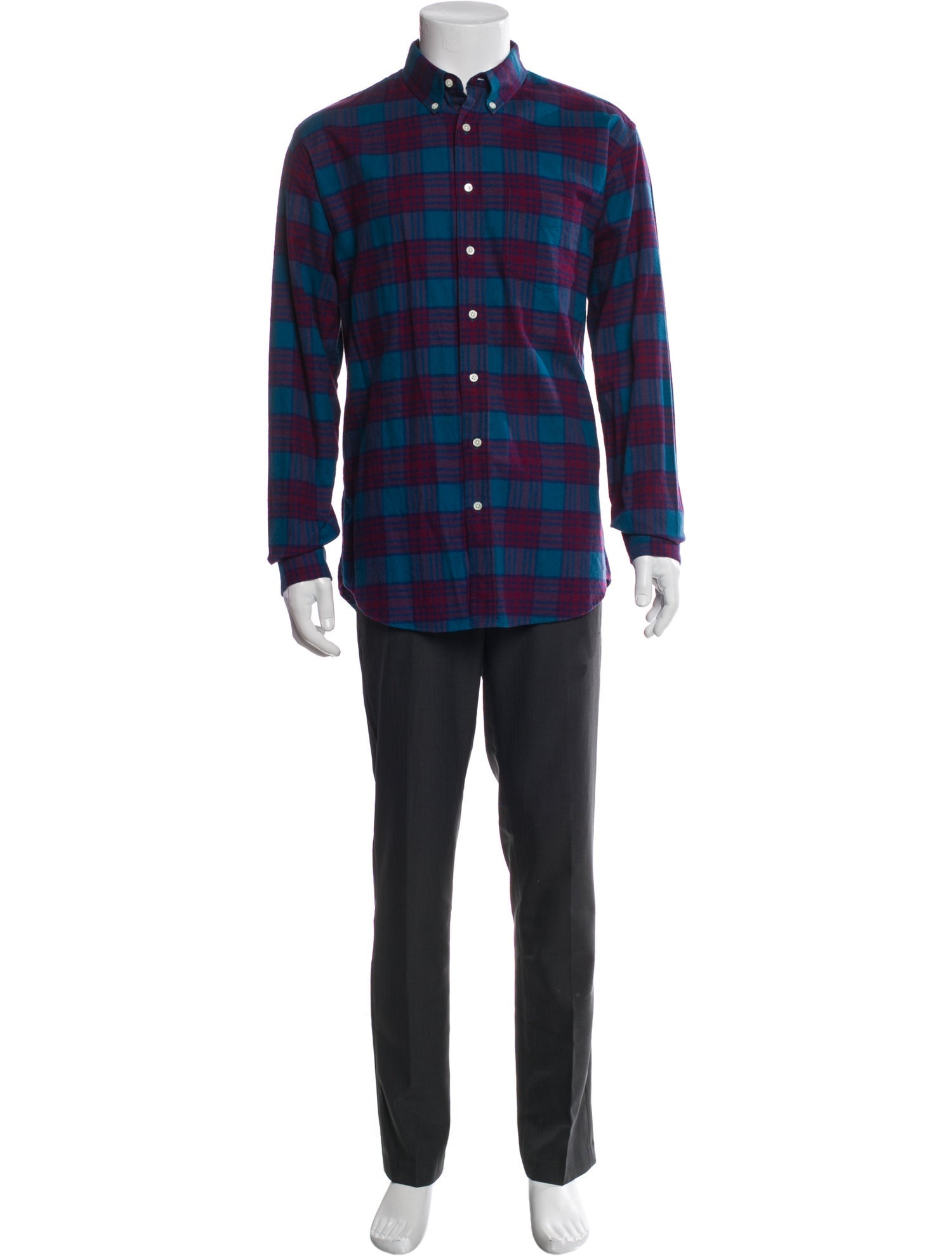 Schnayderman's Plaid Print Long Sleeve Shirt