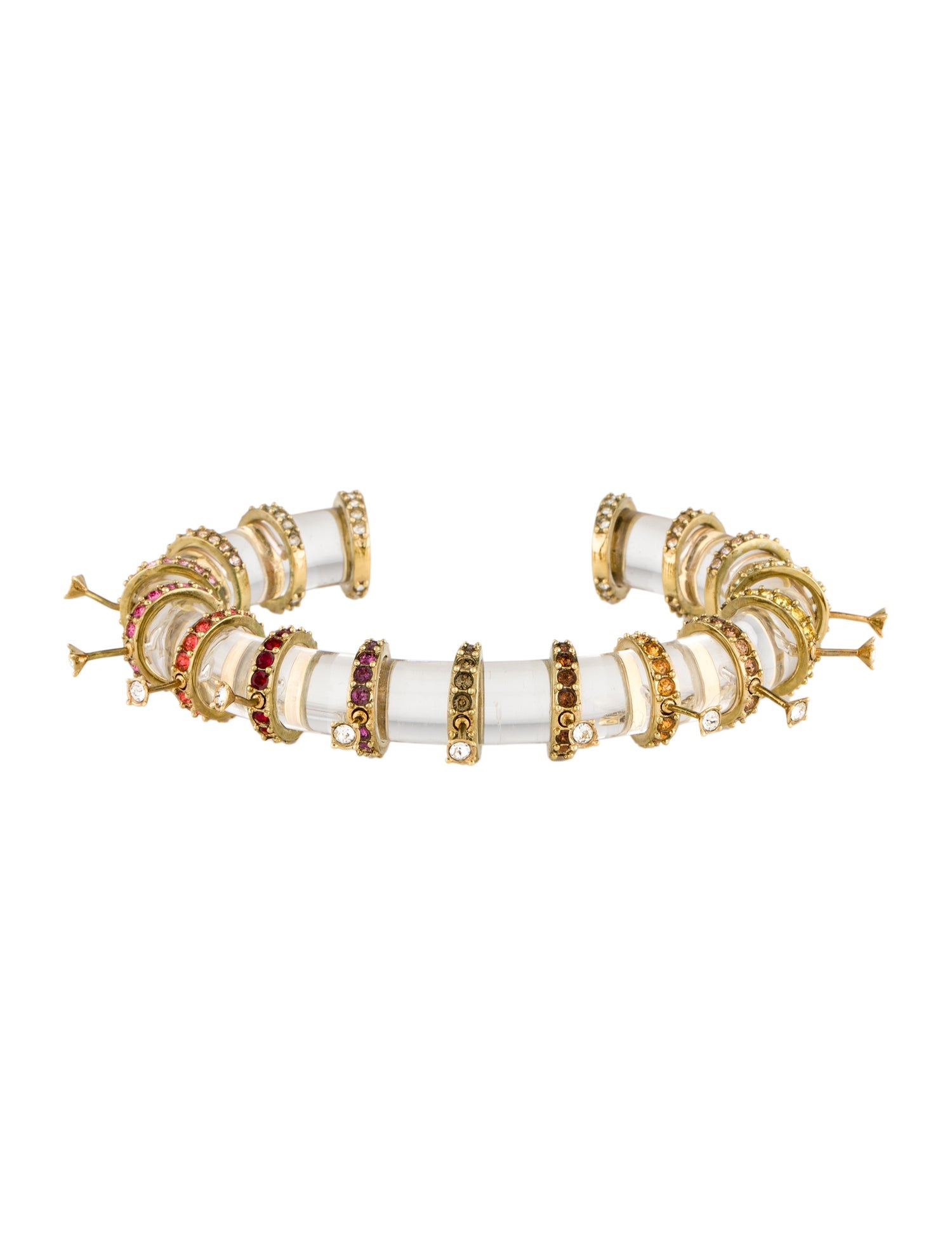 Schiaparelli Crystal & Resin Spiked Cuff Bracelet