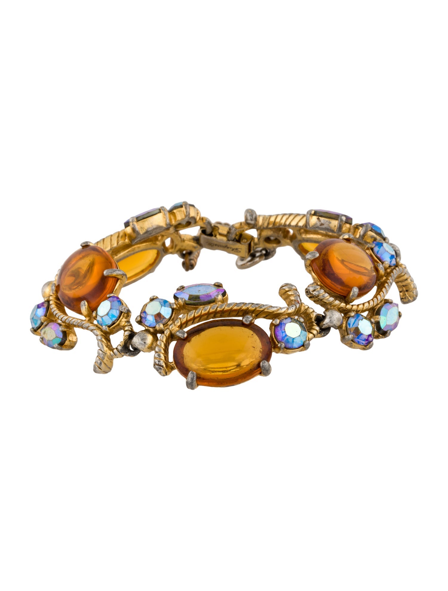 Schiaparelli Vintage Crystal Station Bracelet