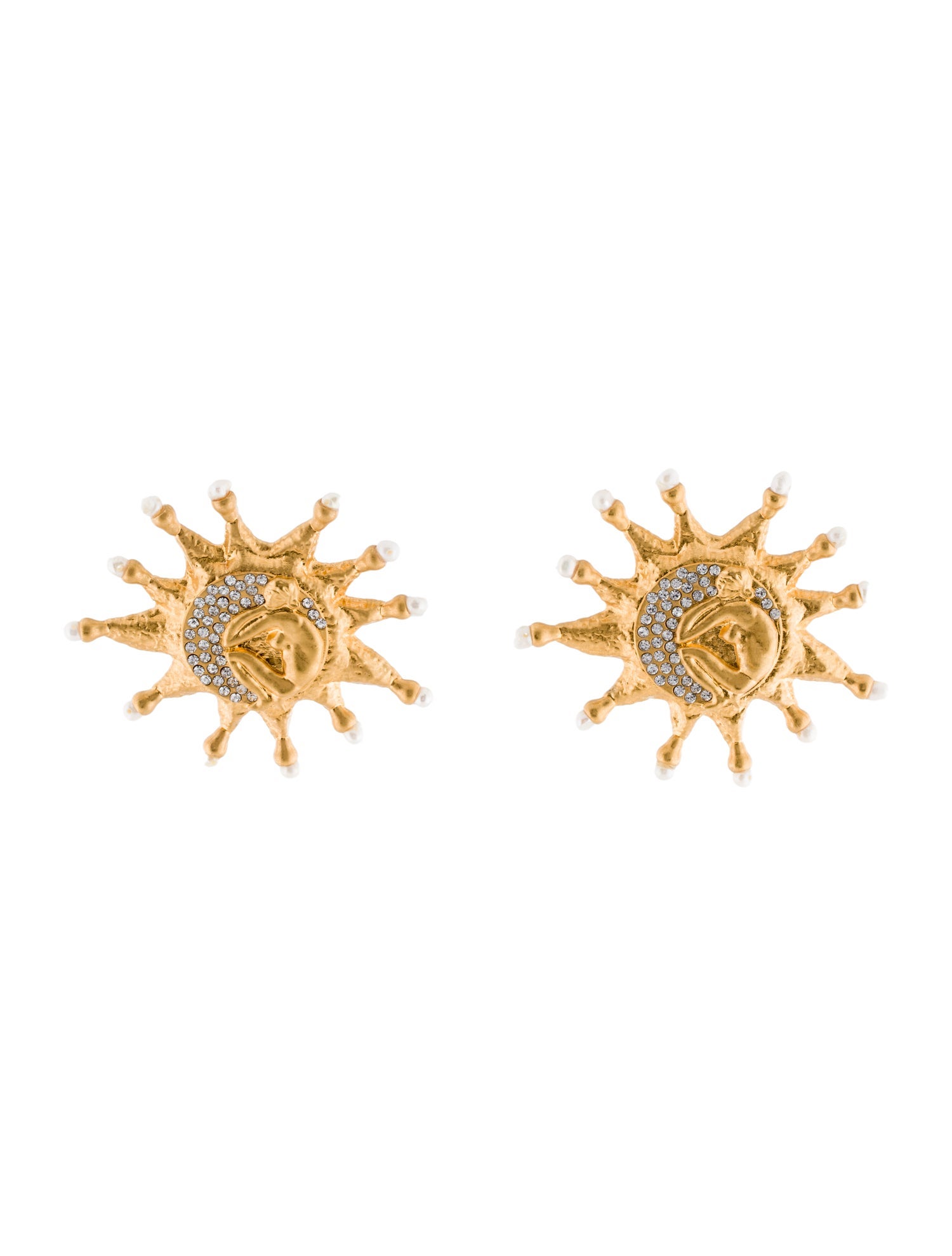 Schiaparelli Pearl & Crystal Sun Earrings