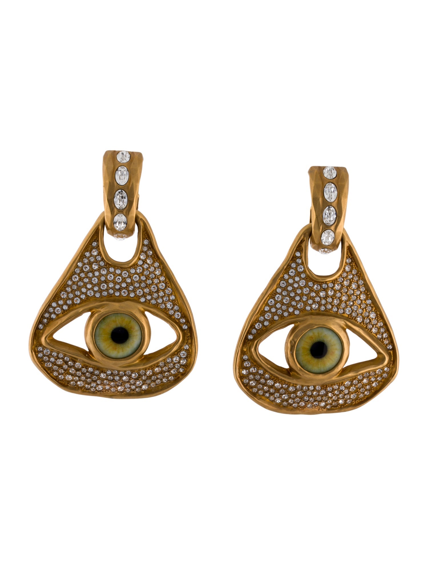 Schiaparelli Crystal & Resin Eye Clip On Earrings