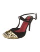 Schiaparelli Suede Colorblock Pattern T-Strap Pumps