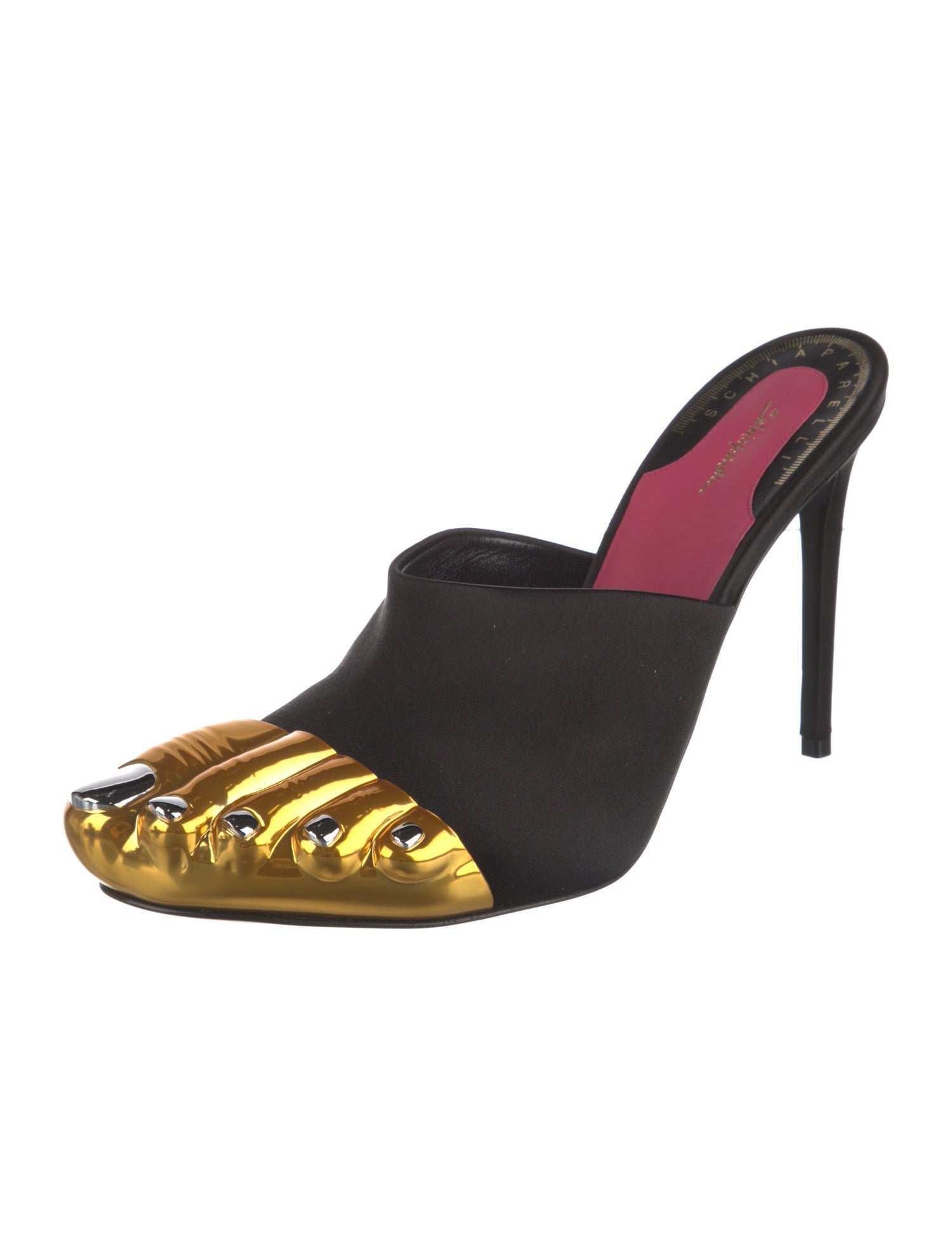 Schiaparelli Satin Printed Slides w/ Tags