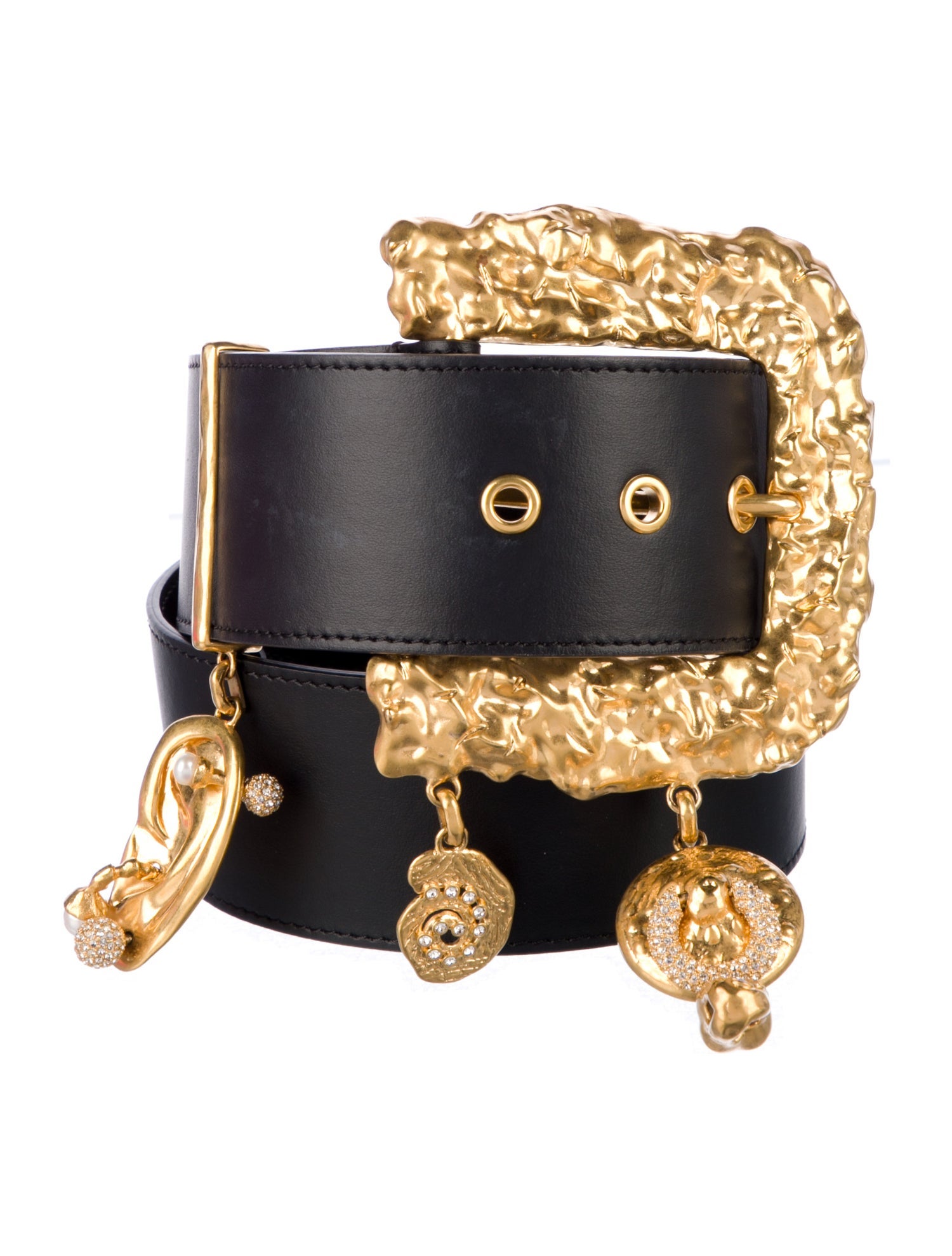 Schiaparelli Faux Pearl Accents Wide Waist Belt