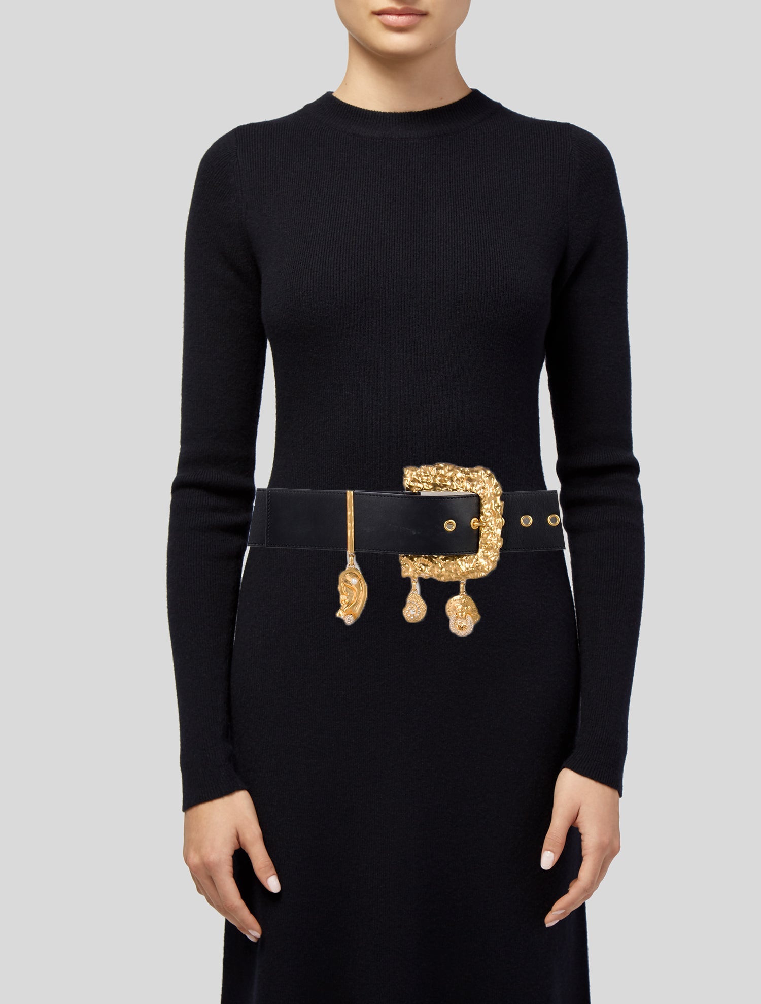Schiaparelli Faux Pearl Accents Wide Waist Belt