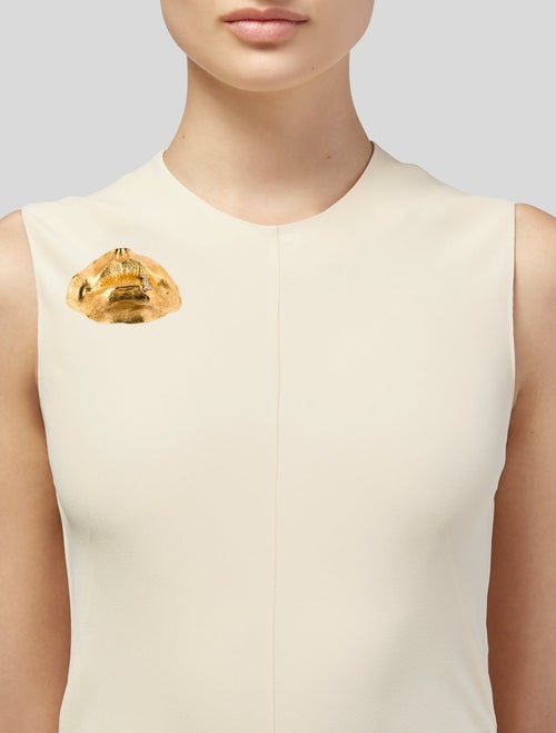 Schiaparelli Crystal Pierced Mouth Pin Brooch