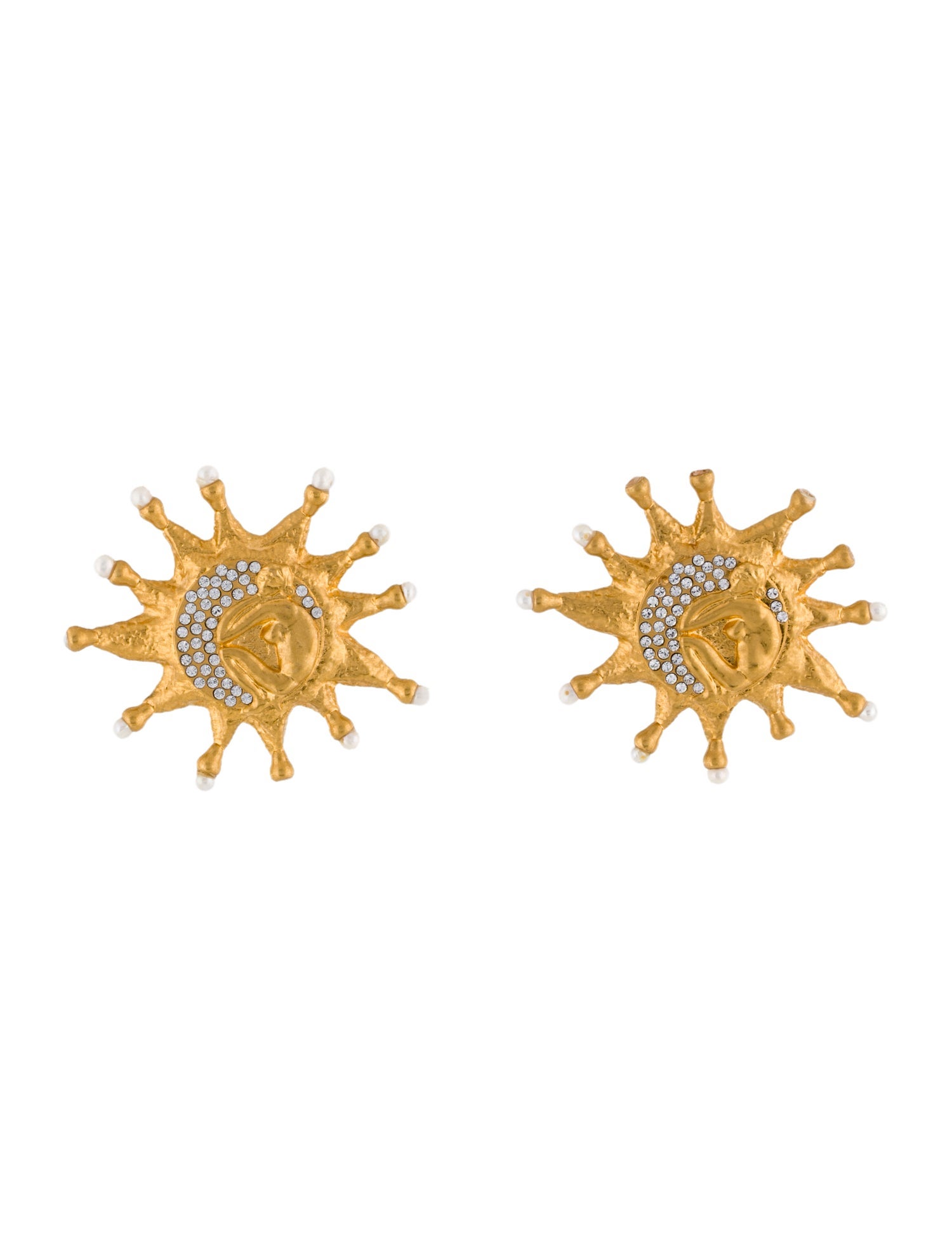 Schiaparelli Pearl & Crystal Sun Earrings