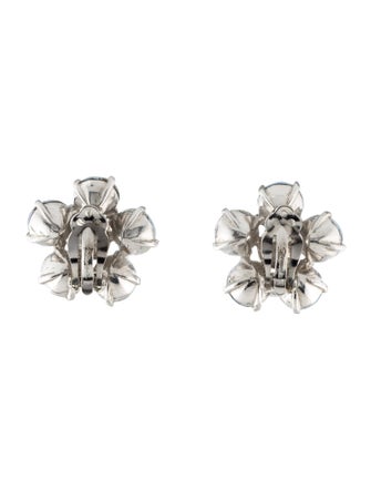 Schiaparelli Faux Pearl & Crystal Cluster Clip-On Earrings