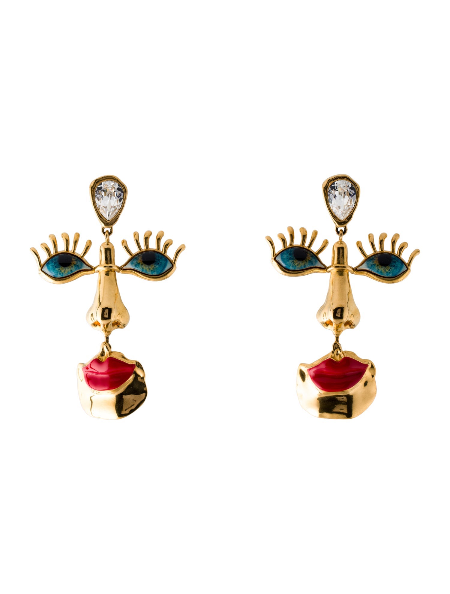 Schiaparelli Enamel & Resin Visage Drop Earrings