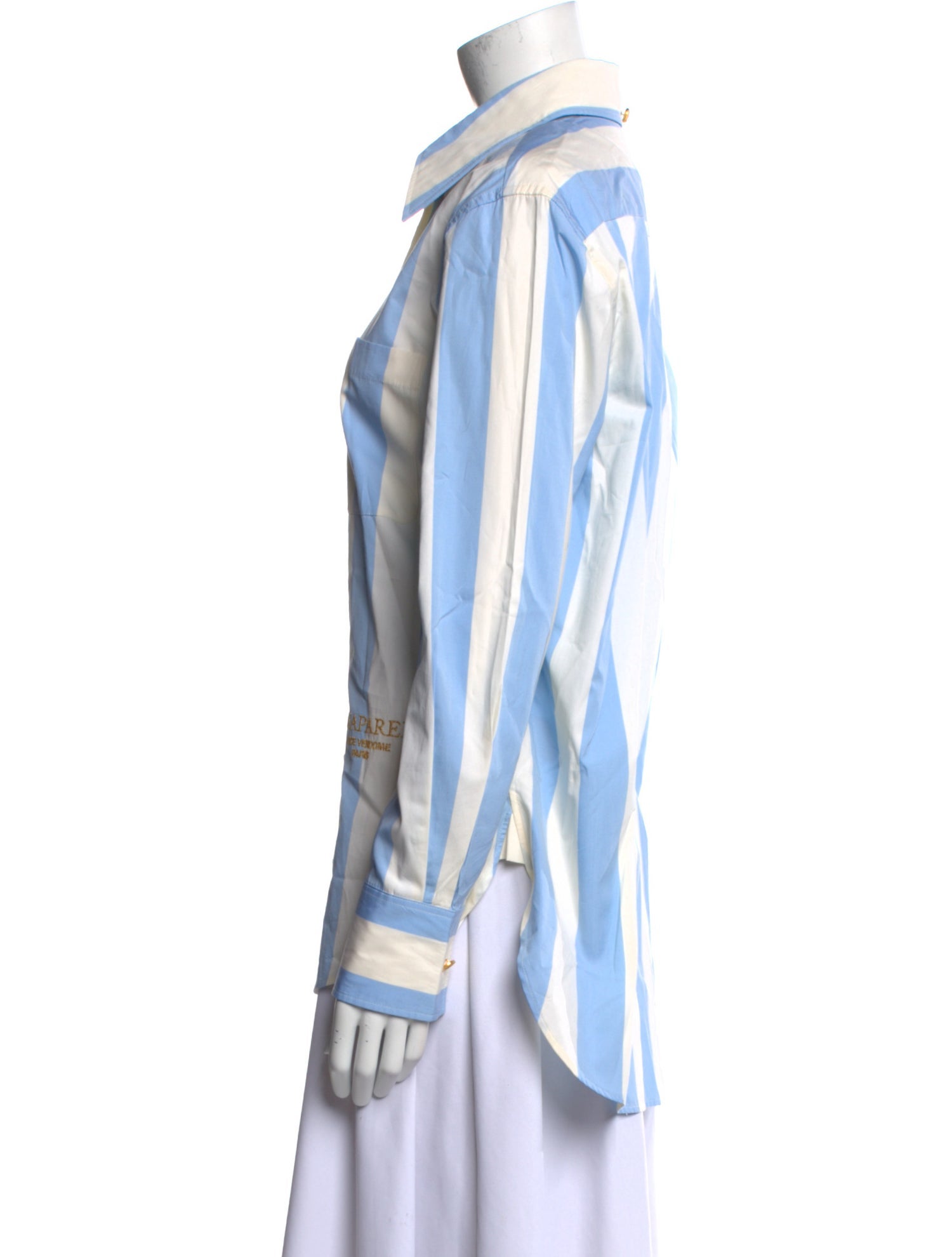 Schiaparelli Striped Long Sleeve Button-Up Top