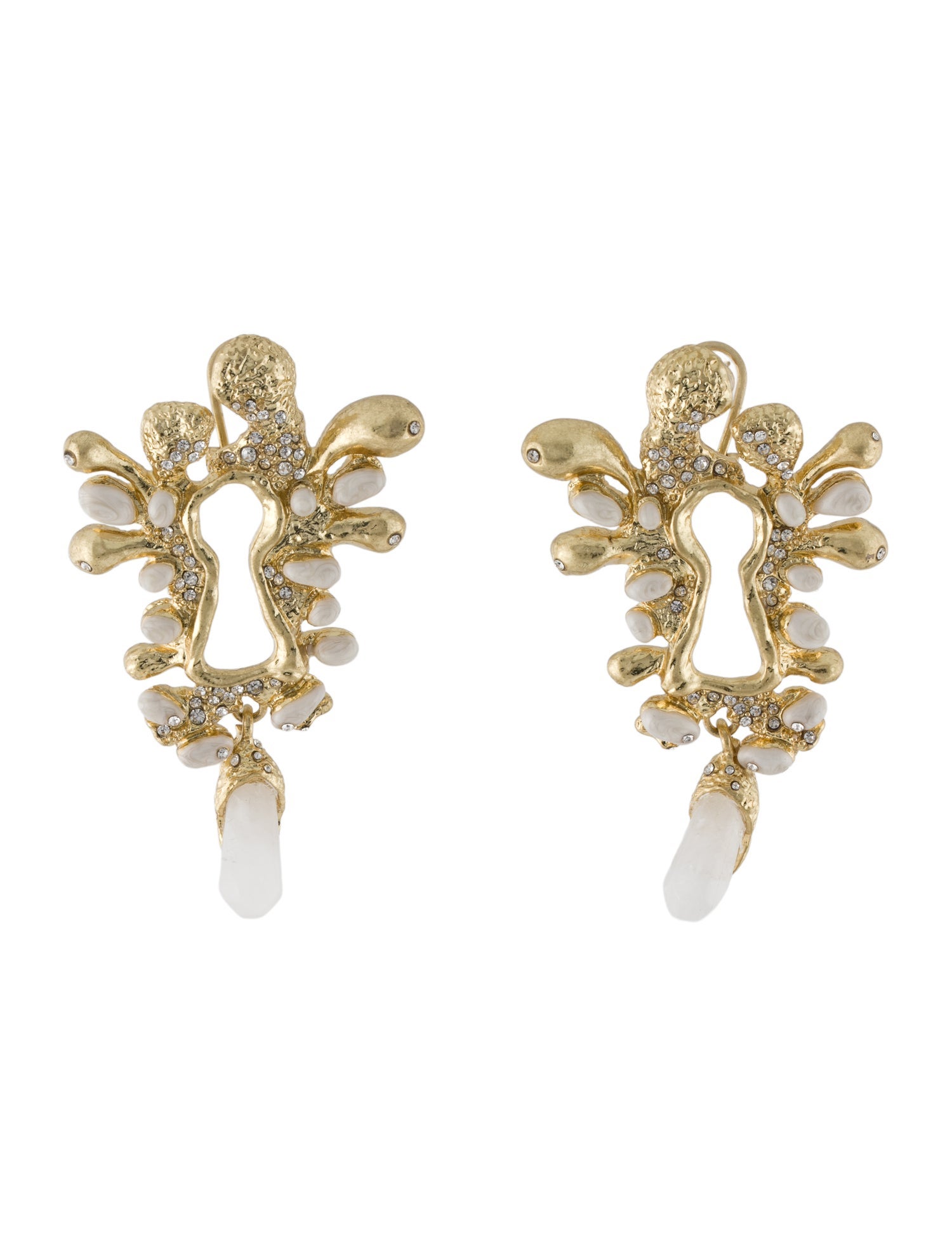 Schiaparelli Crystal & Resin Ear-Clip Drop Earrings