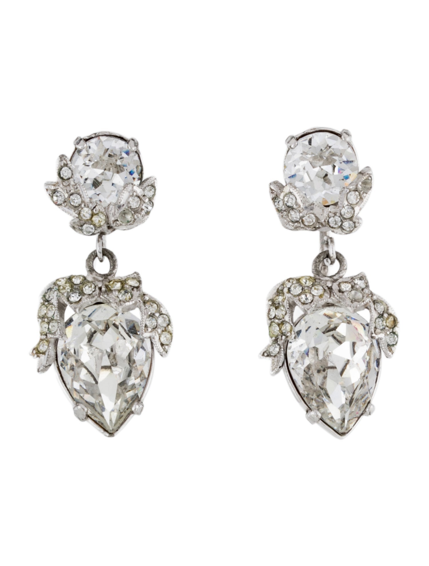 Schiaparelli Crystal Drop Screw Back Earrings