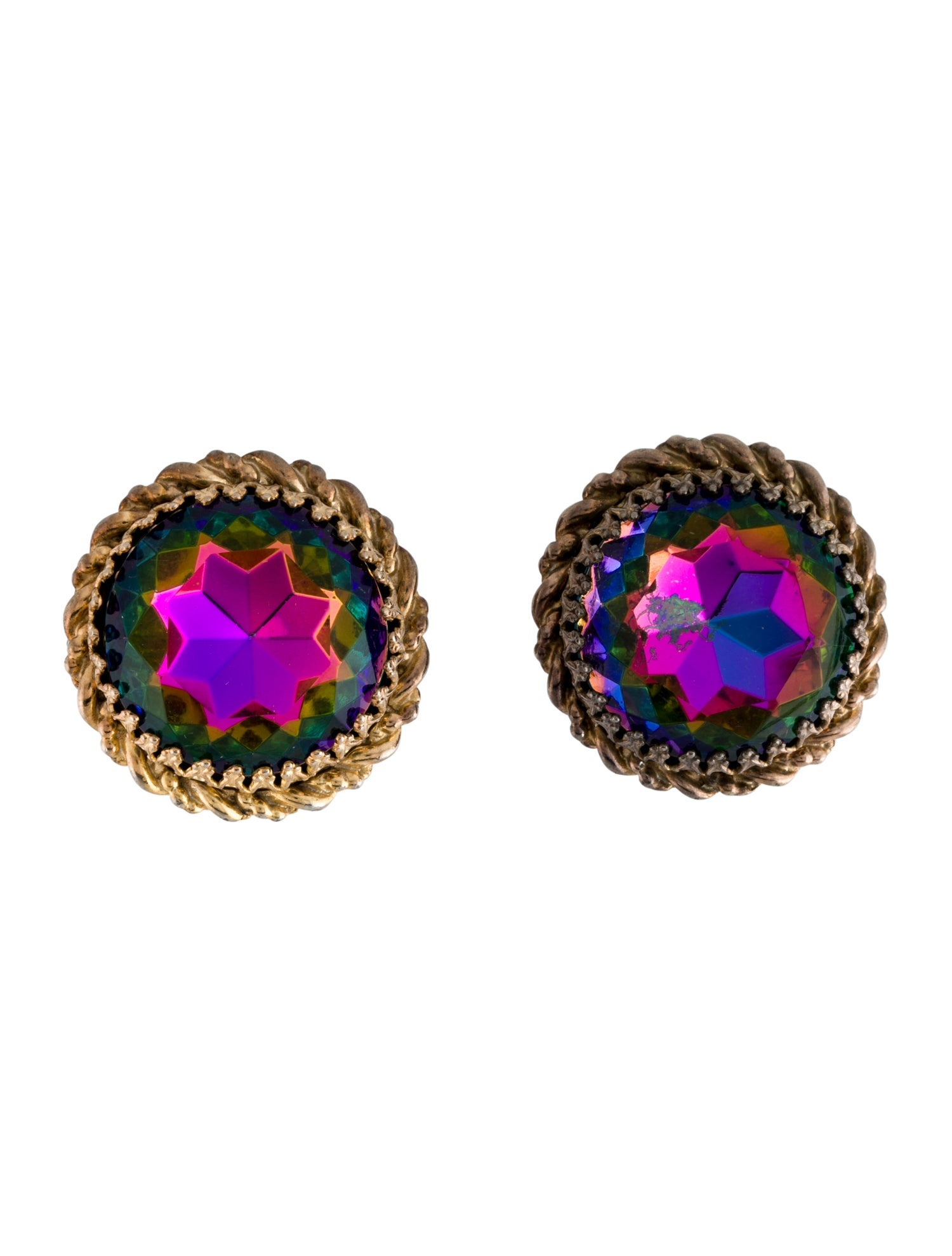 Schiaparelli Vintage Watermelon Heliotrope Clip On Earrings