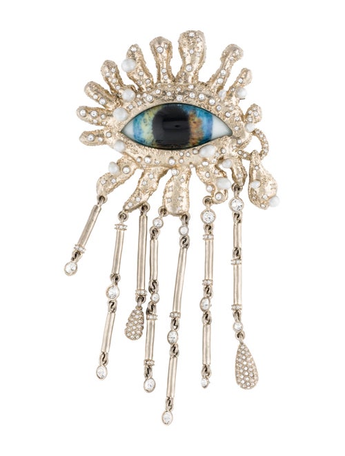 Schiaparelli Crystal & Resin Eye Brooch