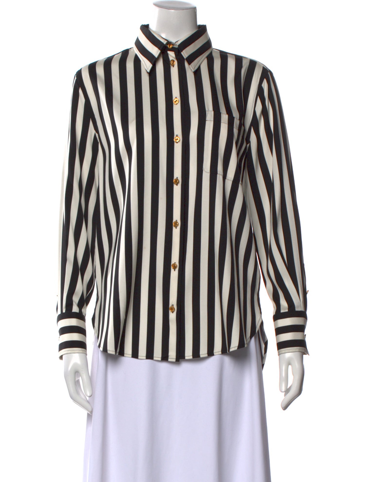 Schiaparelli Silk Striped Button-Up Top