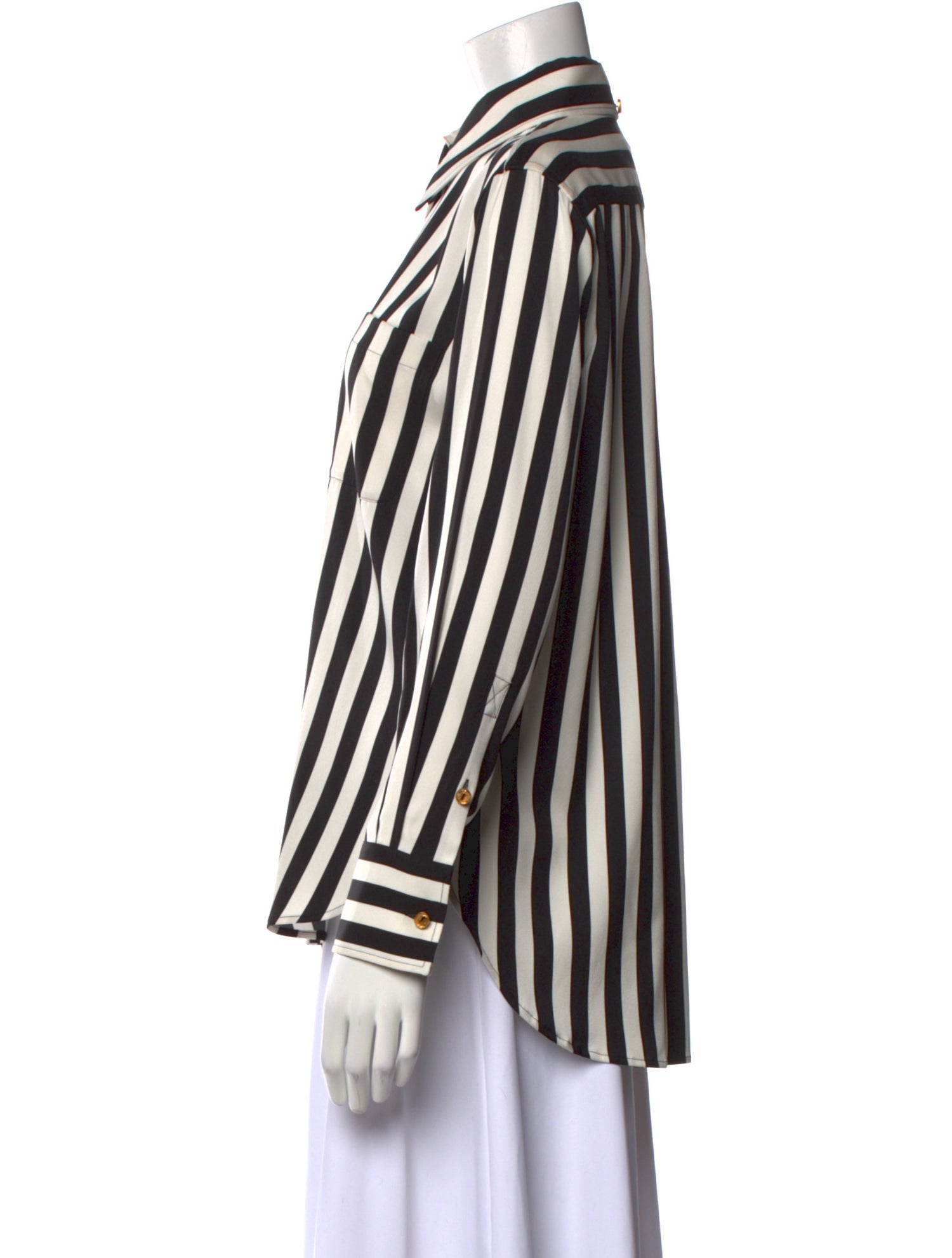 Schiaparelli Silk Striped Button-Up Top